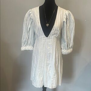 Elegant White and Blue Striped Dress for love & lemons nwt medium